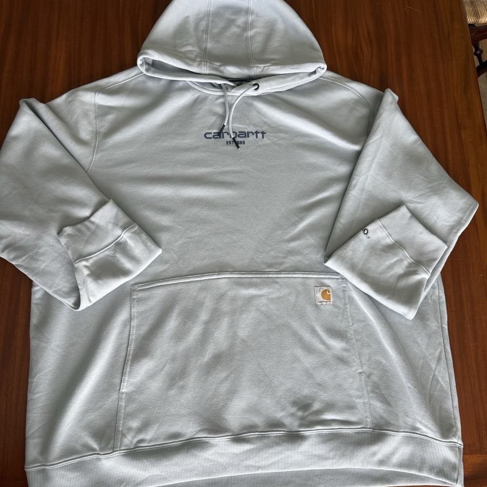 Carhartt Hoodie Sweatshirt Adult XXL Light Blue Force Relaxed Fit Model TS5569-M